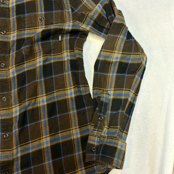 Vans Men’s Flannel Shirt Plaid Brown/Blue Size Medium - Picture 3 of 6